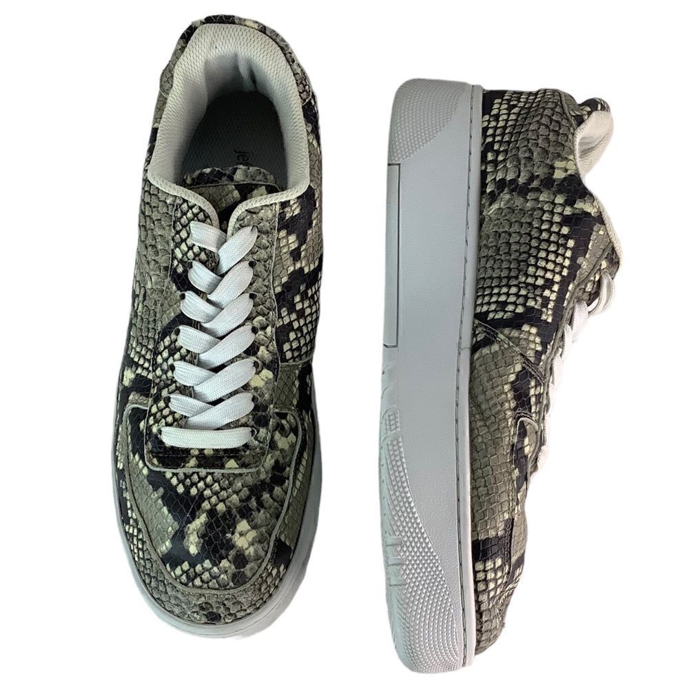 Jeffery Campbell Court Snake Print Leather Sneakers Women Gray/Black Size 10